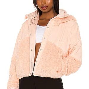 Free People Movement Adventure Awaits Fleece Sherpa Jacket Hood Pink Women XL